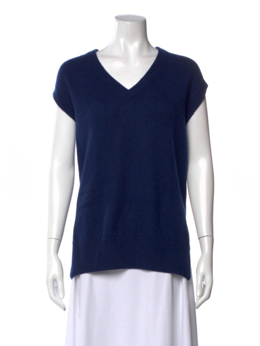 Naked Cashmere Valeria Navy Cashmere V-Neck Sleeveless Sweater Vest Size S